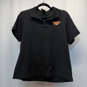 VT Virginia Tech Hokies Polo‎ Shirt Kids Youth Large 12 - 14 Black Nike Dri Fit